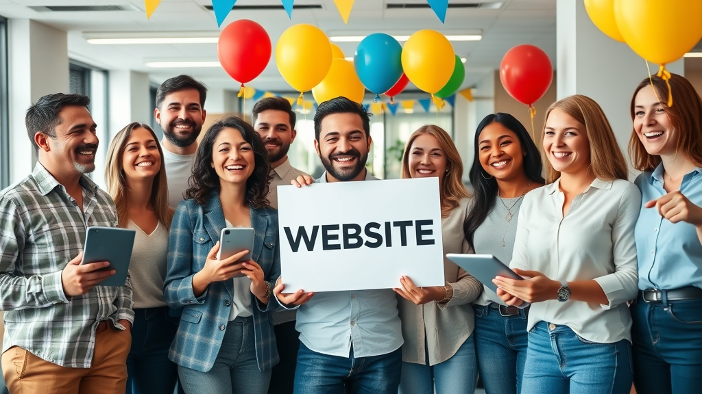 diverse group of small business owners celebrating website launch | small business website launch