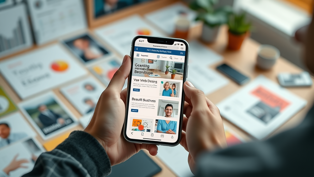 Modern mobile device displaying a beautifully designed business website—core components of a mobile-friendly local business site