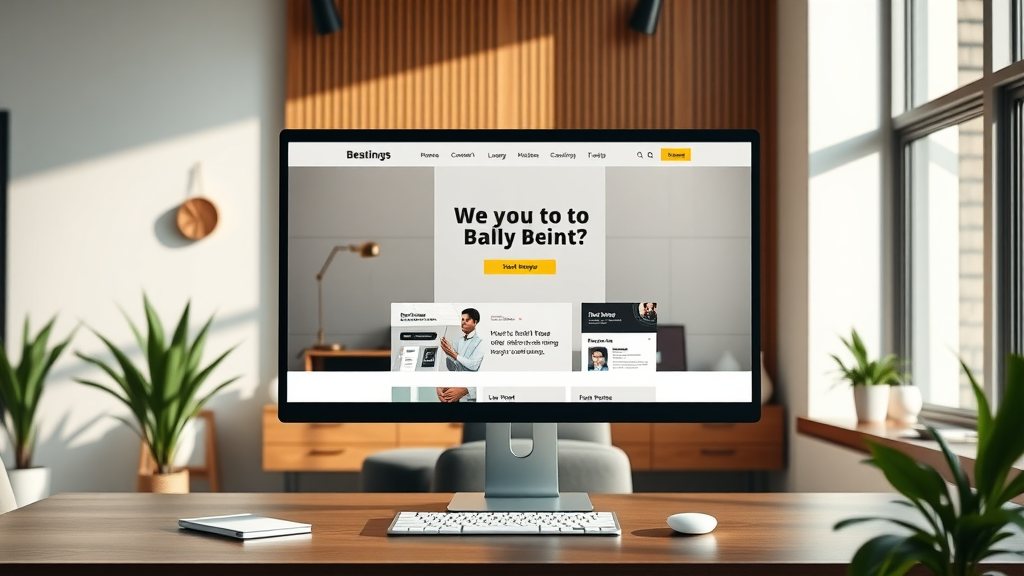 stylish business website homepage displayed on a large desktop monitor | business website design