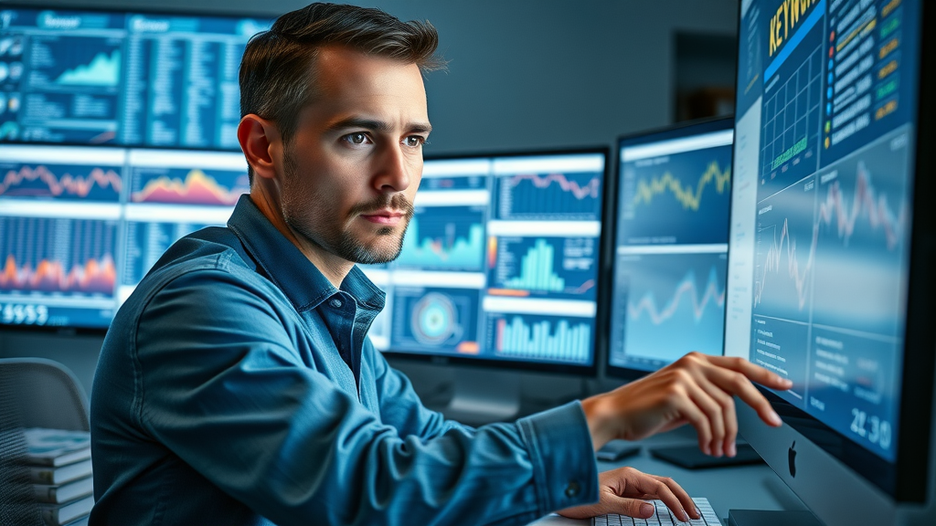 Digital marketer using keyword research tools for local keywords