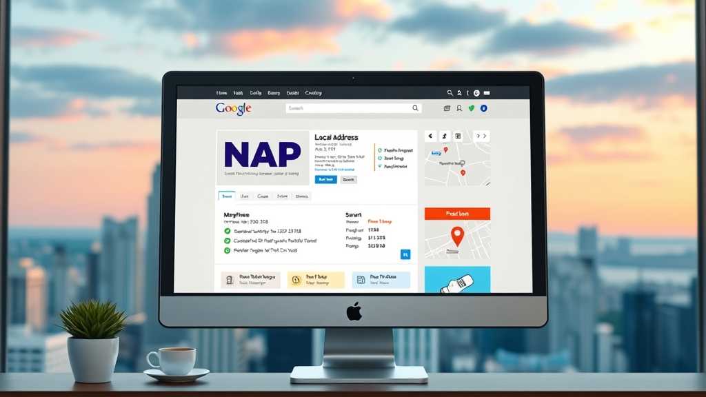 Website wireframe showing NAP business information for local seo
